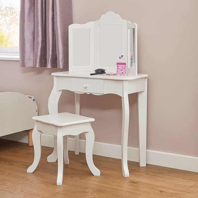 Liberty House Toys Kids White Vanity Table and Stool Set
