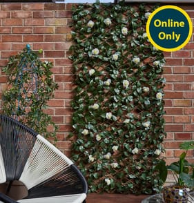 Jardin Artificial Ivy Leaf & White Rose Trellis