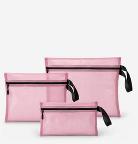  Travel Mesh Pouch Organiser 3 Pack - Pink