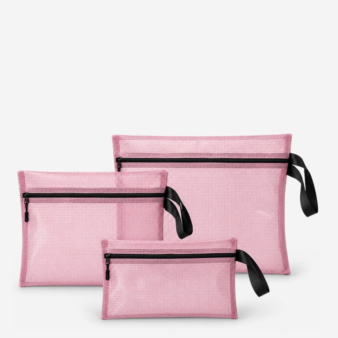 Travel Mesh Pouch Organiser 3 Pack - Pink