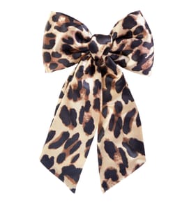 Satin Bow Clip - Leopard