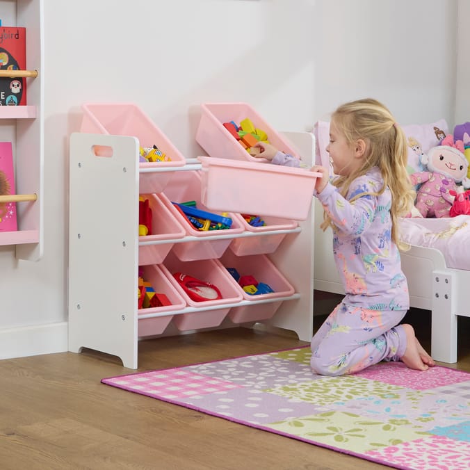 Liberty House Toys Kids 9 Bin Storage unit - White & Pink