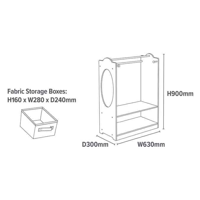 Liberty House Toys White Wooden Dress Up Unit with Two Pink Storage Boxes