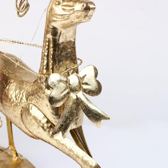 Winter Luxe Metal Reindeer With Sleigh