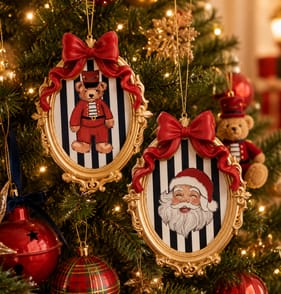 The Lifestyle Edit Timeless Christmas Hanging Plaque Decoration Assorted