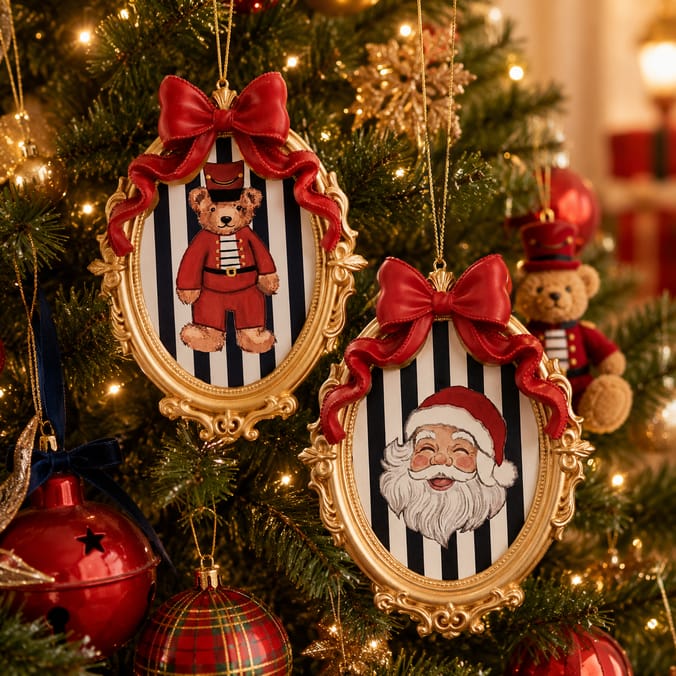 The Lifestyle Edit Timeless Christmas Hanging Plaque Decoration Assorted