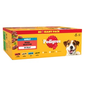 Pedigree Adult Wet Dog Food Mega Pack Pouch 80 x 100g - Mixed Selection Jelly