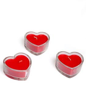 Valentines Heart Candles 3 Pack - Red