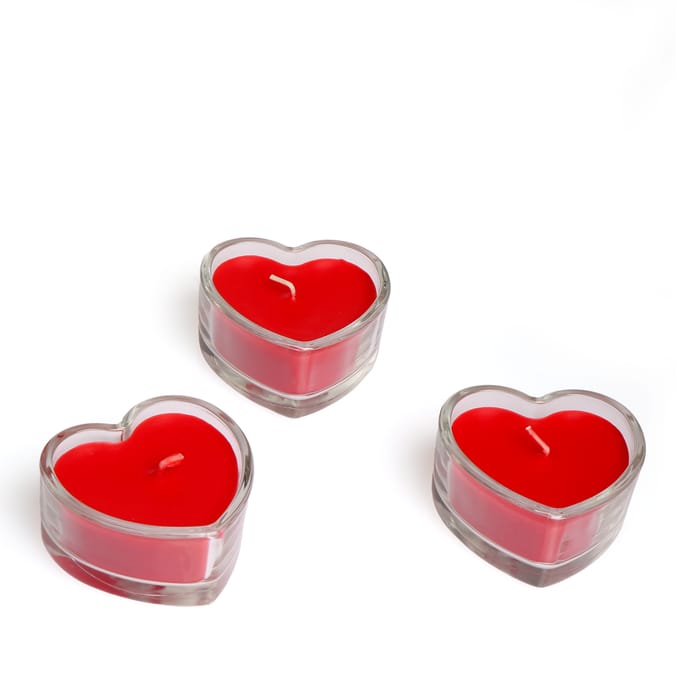 Valentines Heart Candles 3 Pack