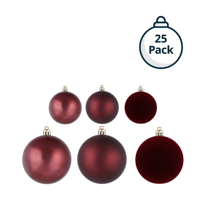 Festive Feeling Mixed Size Christmas Baubles 25 Pack