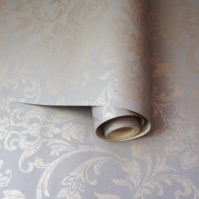 Glistening Damask Wallpaper 12712 - Grey