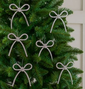 Frosted Spirit Silver Jewel Bow 6 Pack