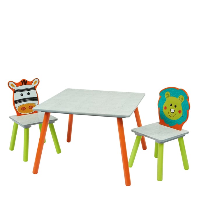 Liberty House Toys Kids Lion and Zebra Table and Two Chairs Set