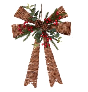 Winter Charm Rattan Large Bow - Red