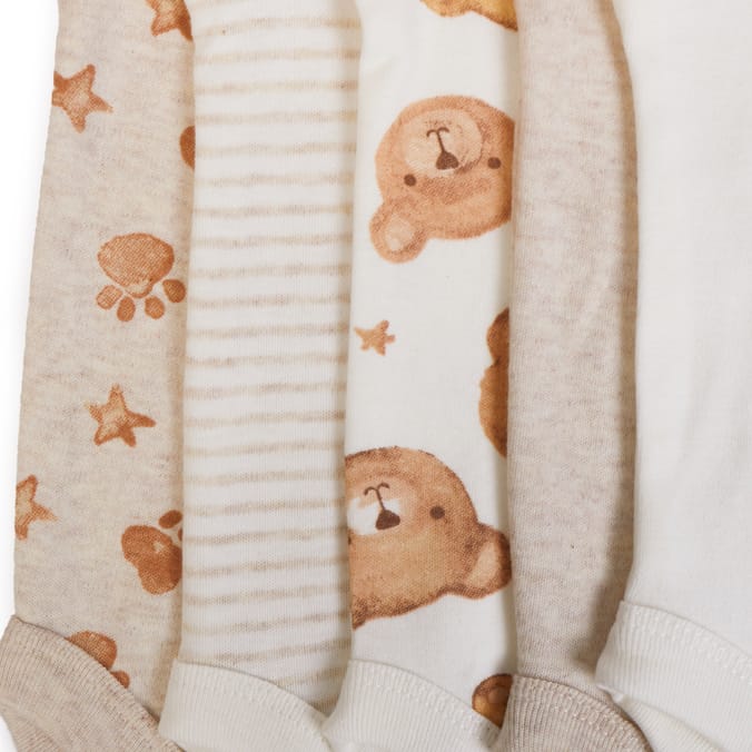 Pure Baby Short Sleeved Beige Bodysuits 5 Pack