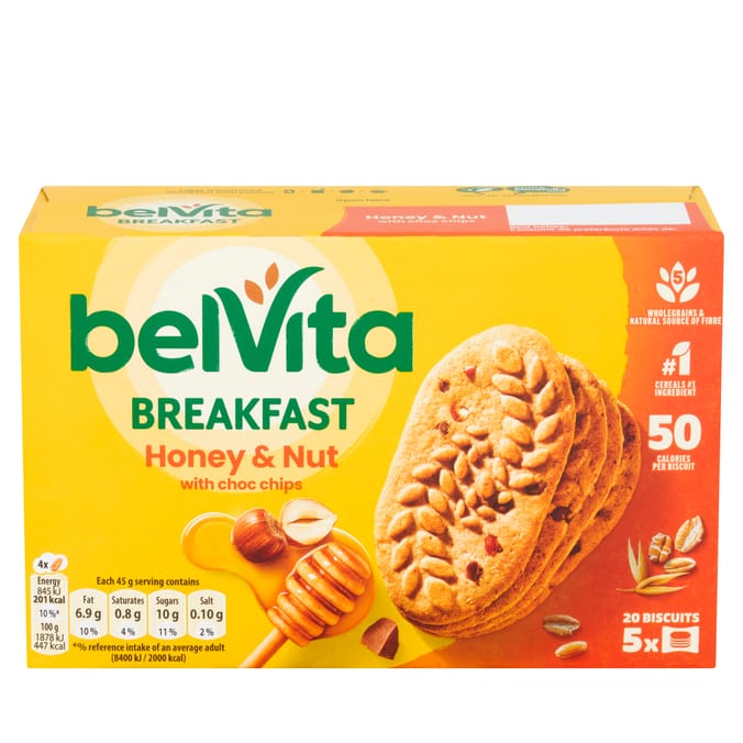 Belvíta 20 Breakfast Honey & Nut with Choc Chips Biscuits 225g