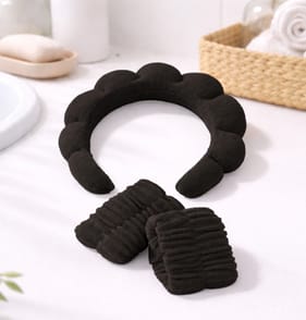 Headband and Wrist Wash Bands - Black