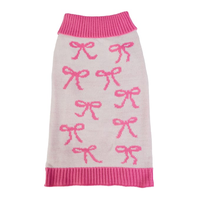 My Pets Cable Knit Jumper Pink Bow