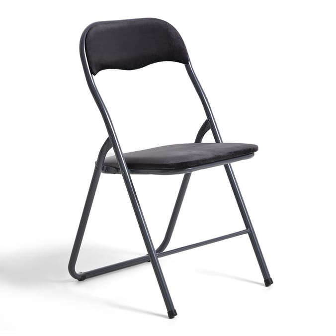 Home Velvet Folding Chair - Black