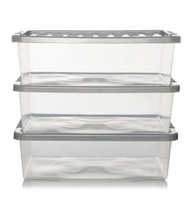 Home Collections 32 Litre Under Bed Storage Boxes x3 - Grey