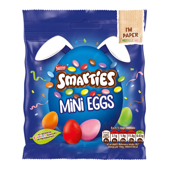 Smarties Milk Chocolate Mini Eggs Sharing Bag 80g