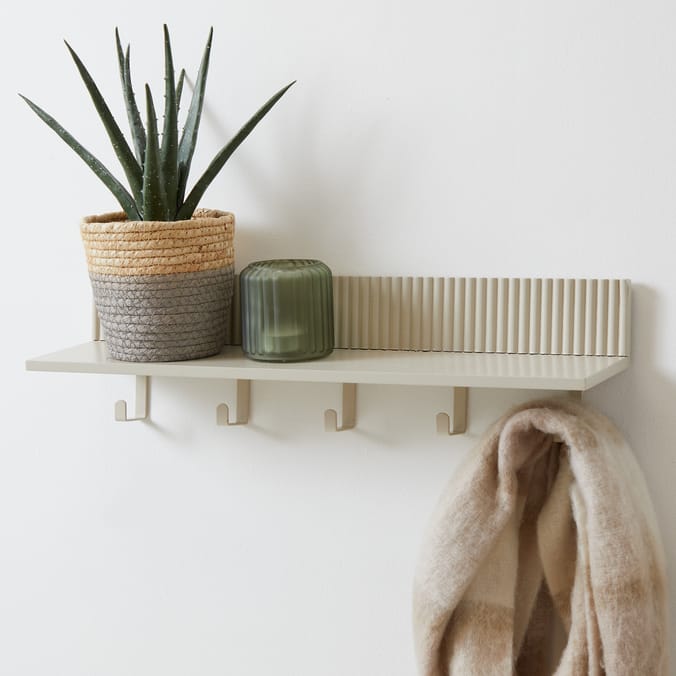 Home Collections Ribbed Shelf With Hooks