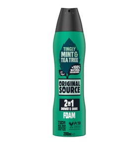 Original Source Mint & Tea Tree 2 In 1 Shower & Shave Foam 200ml