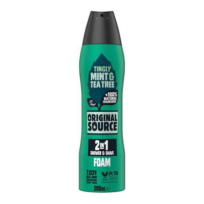 Original Source Mint & Tea Tree 2 In 1 Shower & Shave Foam 200ml