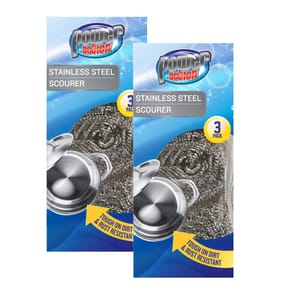 Power Action Stainless Steel Scourer 3 Pack x2