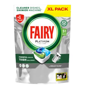 Fairy Platinum All In One Dishwasher Tablets 51s - Regular