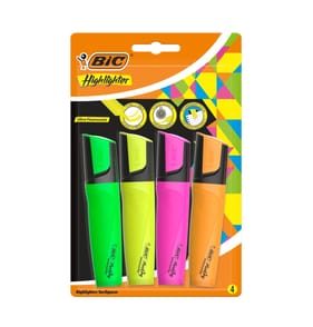 BIC Flat Highlighter Assorted 4 Pack
