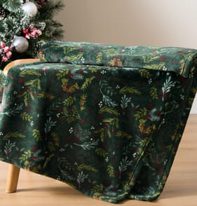 Festive Feeling Holly Printed Throw 