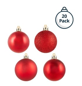 Festive Feeling 6cm Christmas Bauble 20 Pack - Red