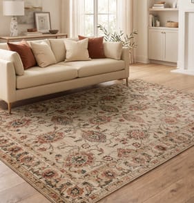 Asiatic Raja Border Runner RA05 - Cream/Multi