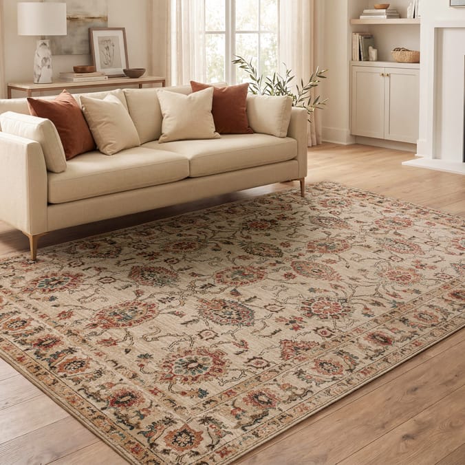 Asiatic Raja Border Runner RA05 - Cream/Multi