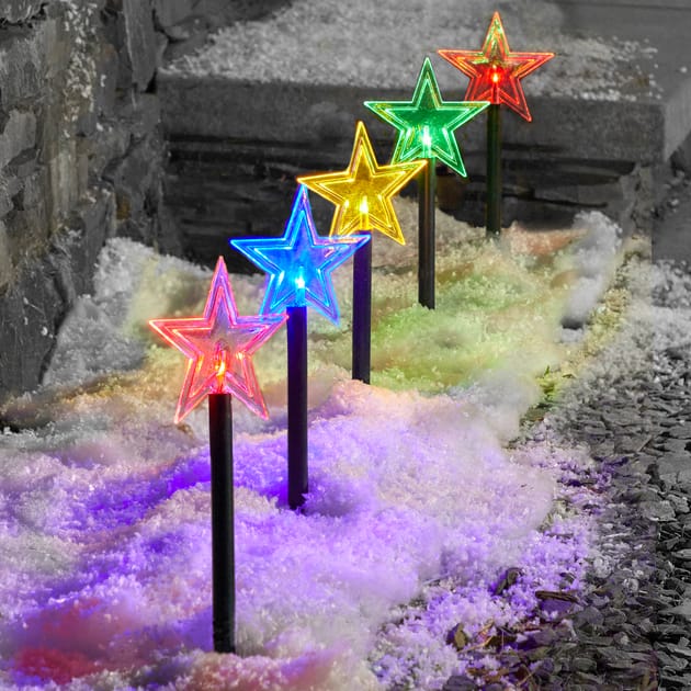 Prestige 5 LED Star Stake Lights Home Bargains