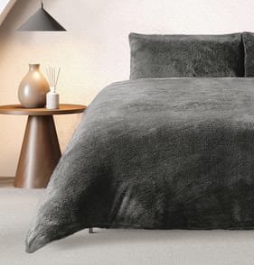 The Winter Warmer Collection Teddy Double Duvet Set - Charcoal