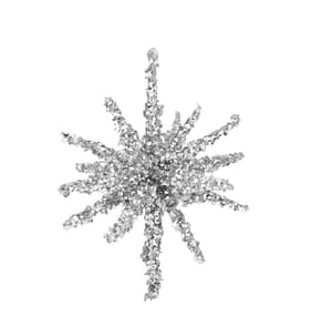 Frosted Spirit Diamante Star Hanging Decoration - Silver