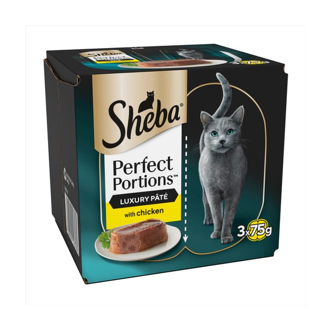 Sheba Perfect Portions Adult Wet Cat Food Trays 3 x 75g - Chicken in Pate