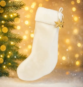 Winter Luxe Faux Fur Stocking - Cream