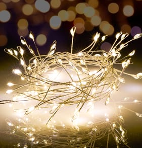 Prestige Battery Operated 100 LED Copper Wire Cluster Lights - Warm White