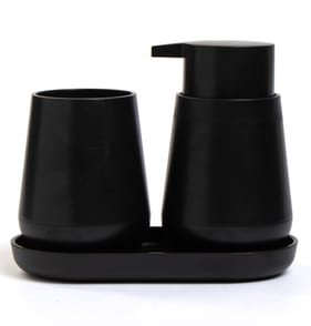  Bath Soap Dispenser, Tumbler & Tray Set - Black