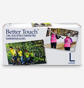 Better Touch Blue Nitrile Powder Free Examination Gloves - Large