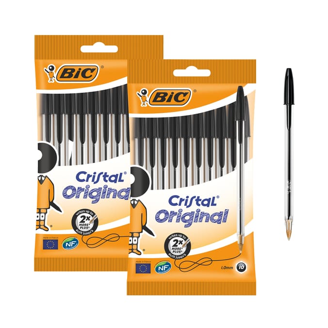  BIC Cristal Original Pens Black 10 Pack x2