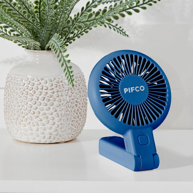 Pifco 2-In-1 Rechargeable Handheld Fan - Blue