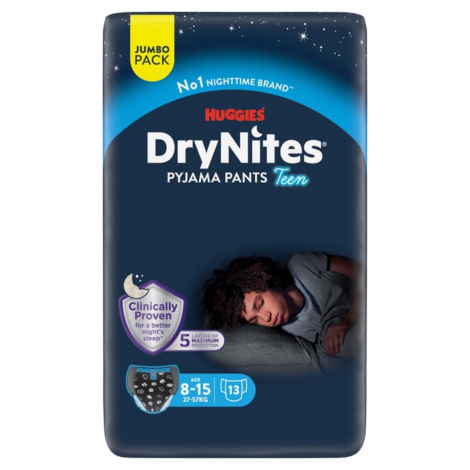 Huggies DryNites Teen Pyjama Pants 13's Jumbo Pack Age 8-15