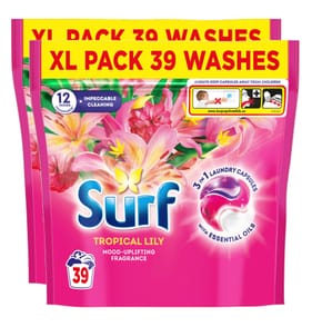 Surf 3in1 Laundry Washing Detergent Capsules 2x 39 Washes - Tropical Lily