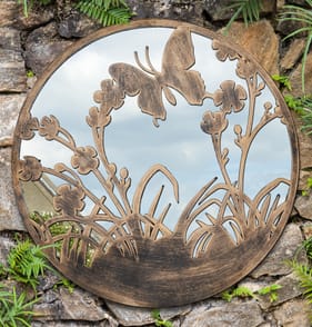  The Outdoor Living Collection Decorative Round Mirror - Butterfly 20"