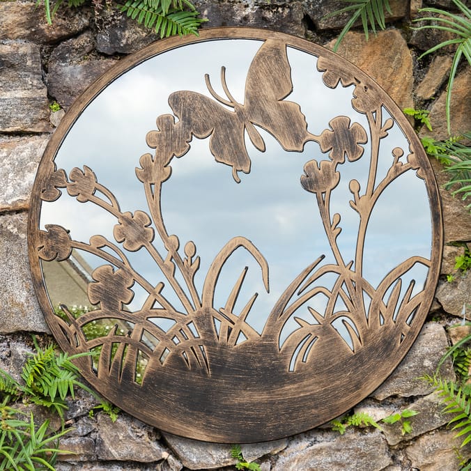  The Outdoor Living Collection Decorative Round Mirror - Butterfly 20"