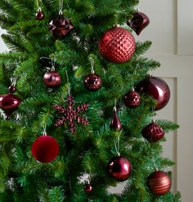 Festive Feeling Christmas Baubles 80 Pack - Dark Red